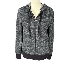 Danskin Now women's long sleve zip up hooded sweatshirt black gray size small